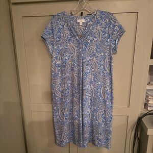 NWT J. Jill Blue & White Paisley Cap Sleeve Summer Dress SZ S